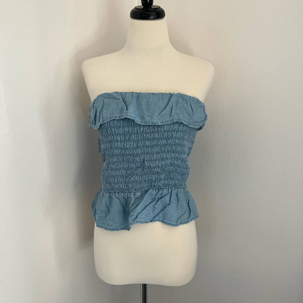 Candies Smocked Ruffle Strapless Top